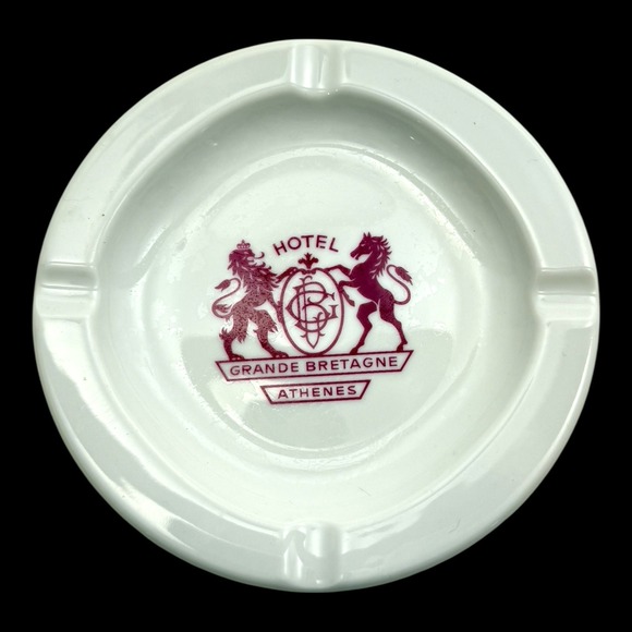 Vintage Hotel Grande Bretagne Athens Greece Ionia Porcelain Ashtray Dish 5.5 in - Picture 1 of 5